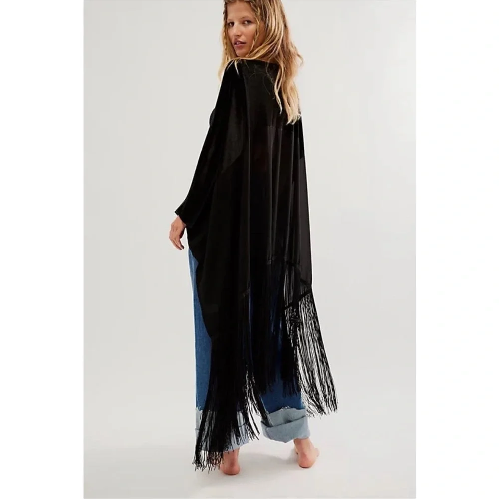 Free People Velvet Dreams Fringe Kimono